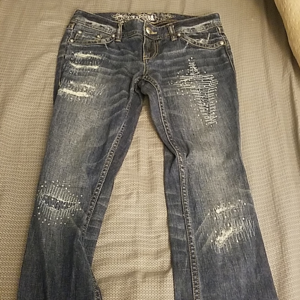 Juniors express designers boot cut jeans